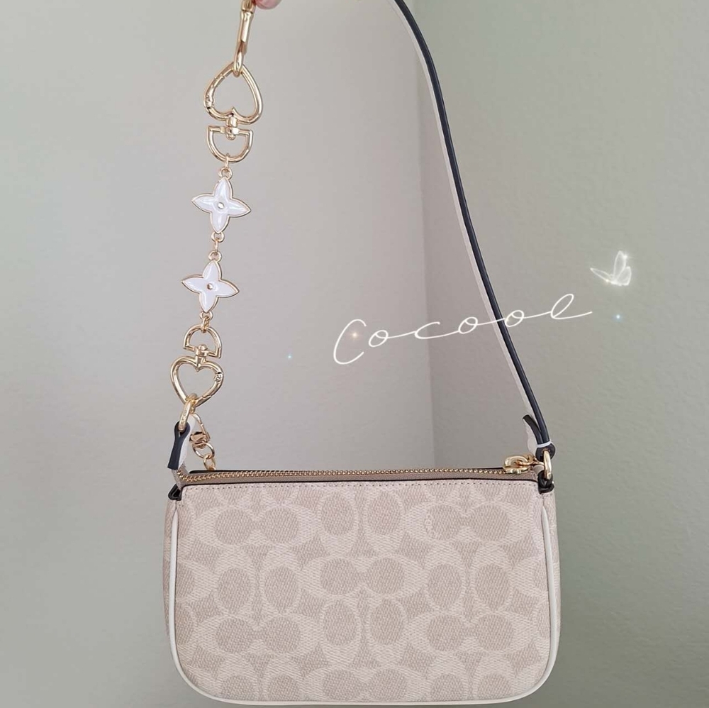 New Coach Nolita 19 In Signature Canvas CW426 (Sand/chalk )+ 2 Chains - Picture 5 of 12
